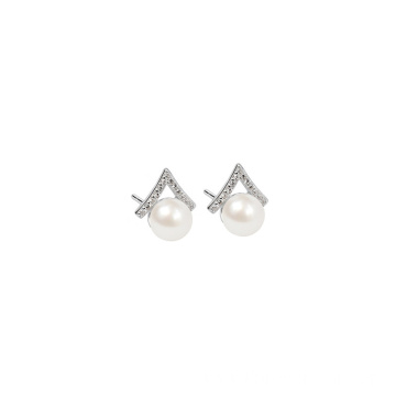 Sterling Silver Pearl Earrings Jewelry Set For Women